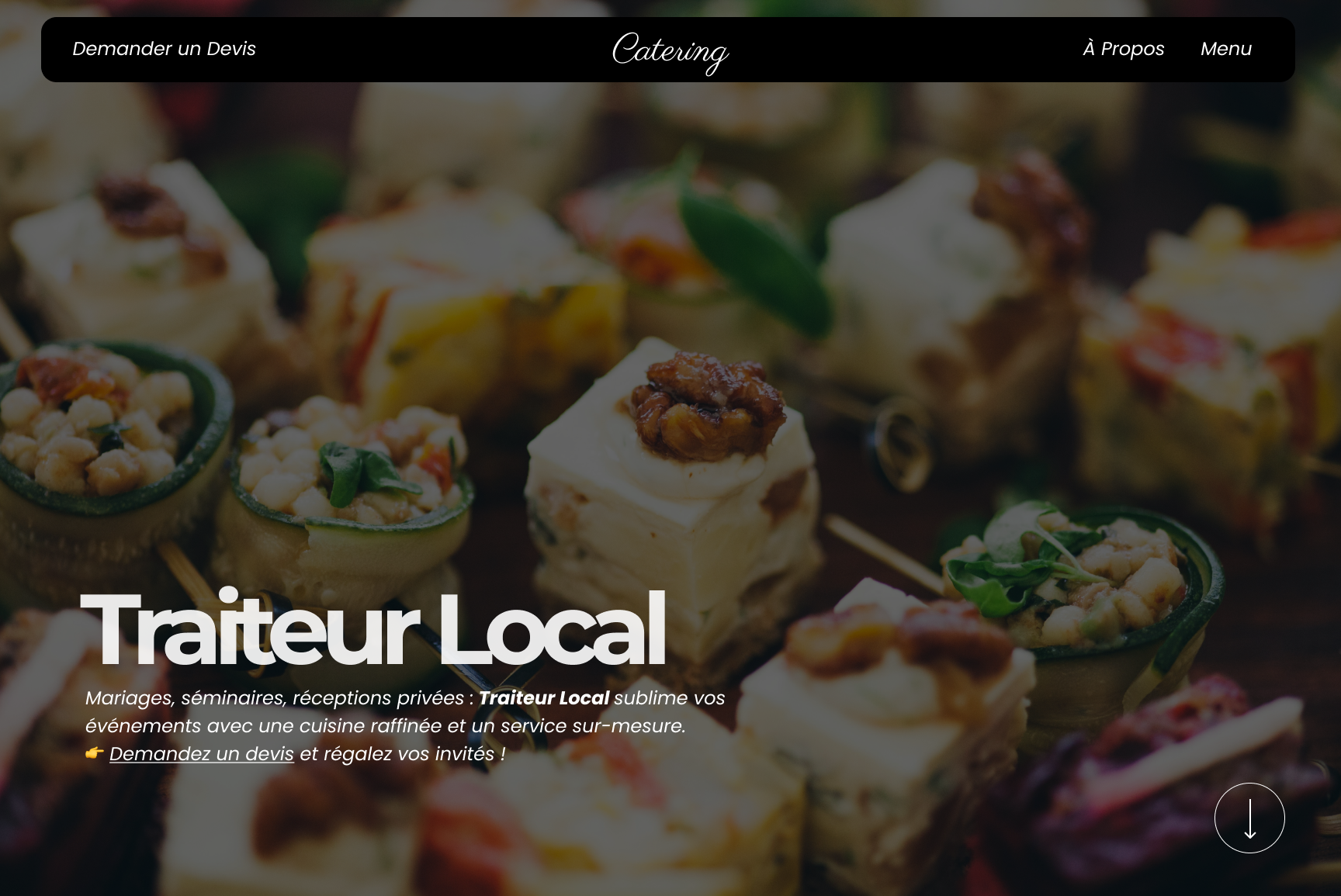 Aperçu du projet Catering